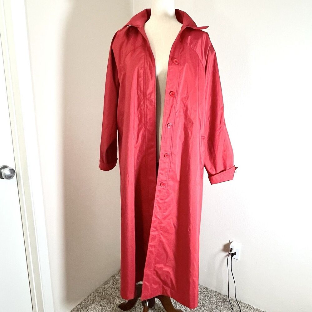 Vintage 80's Cattiva lined red women's trench coat size 10